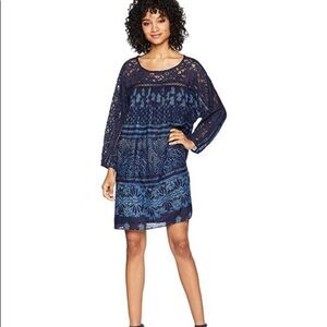 Free People Sun Daze Lace Crochet Boho Mini Dress Sundress Size Medium